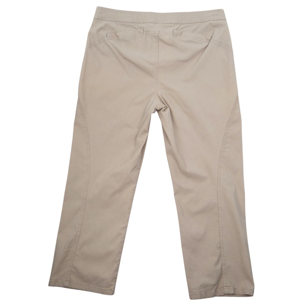 Simply Vera Vera Wang Pull On Cropped Pants Khaki Stretch Capri Size M EUC - Picture 2 of 7